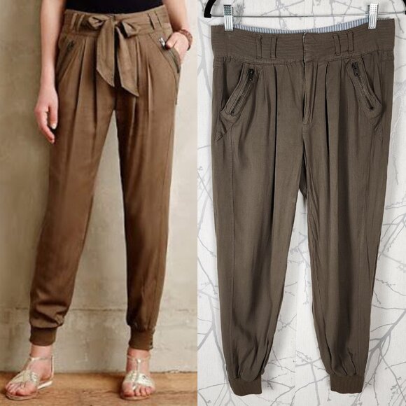 Elevenses Army Green Pleated Front Utility Jogger Pants - Picture 1 of 8